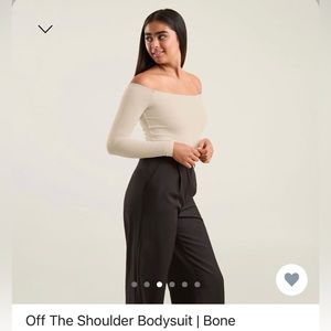 NEW NEVER WORN: nuuds off the shoulder bodysuit in bone, size large